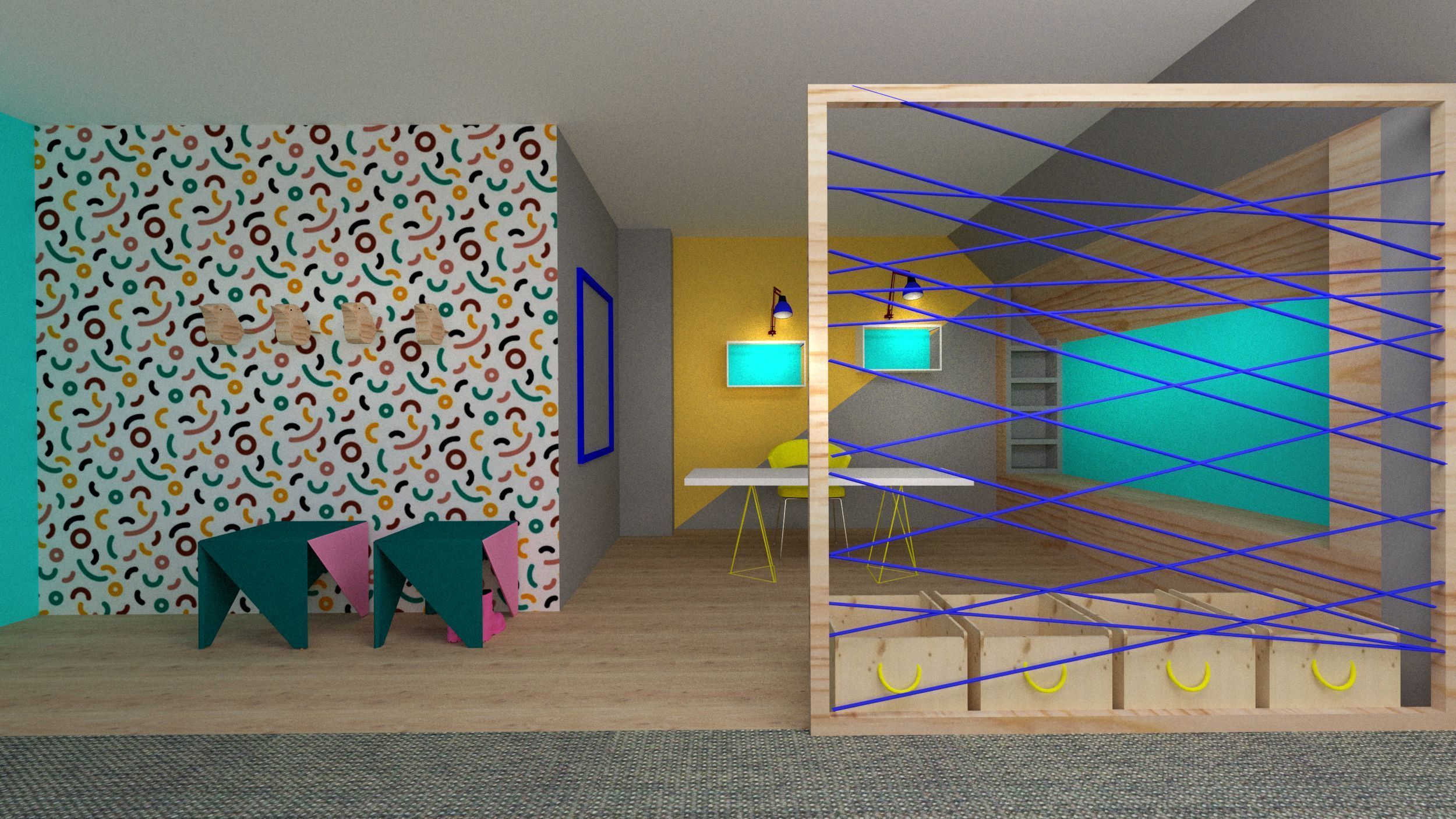 Diseño buhardilla despacho y espacio de juegos  vivienda unifamiliar